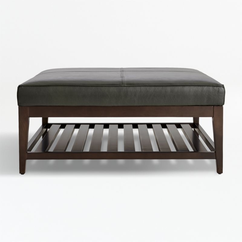 Nash Leather Square Ottoman with Slats - image 3 of 7