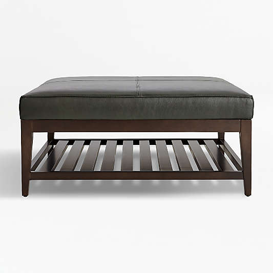 Nash Leather Square Ottoman with Slats