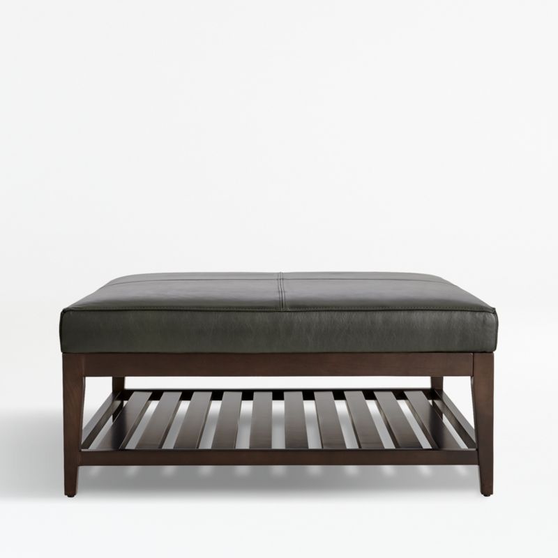 Nash Leather Square Ottoman with Slats - image 1 of 7