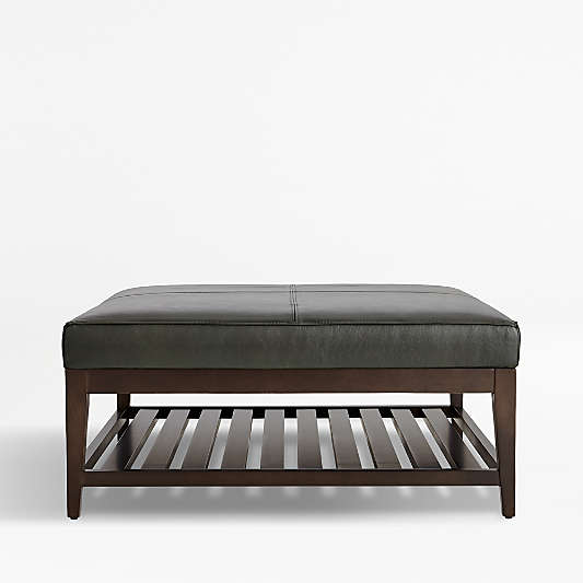 Nash Leather Square Ottoman with Slats