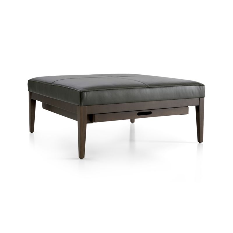 Nash Leather Square Ottoman with Tray - image 4 of 9