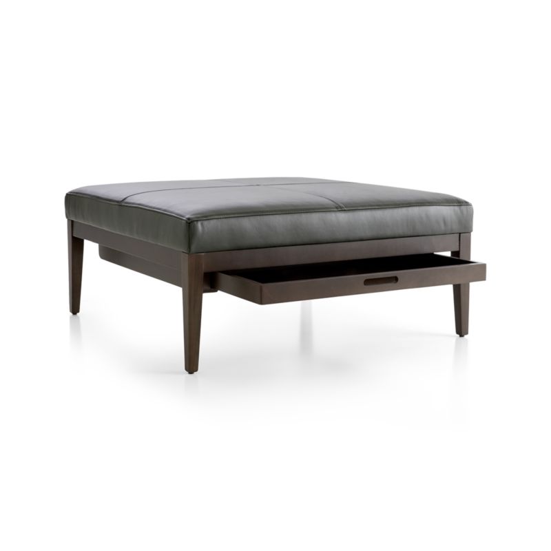 Nash Leather Square Ottoman with Tray - image 5 of 9