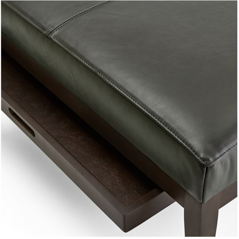 Nash Leather Square Ottoman with Tray - image 7 of 9