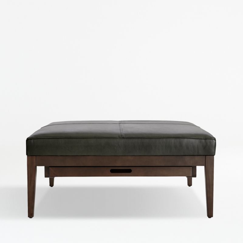 Nash Leather Square Ottoman with Tray - image 1 of 9