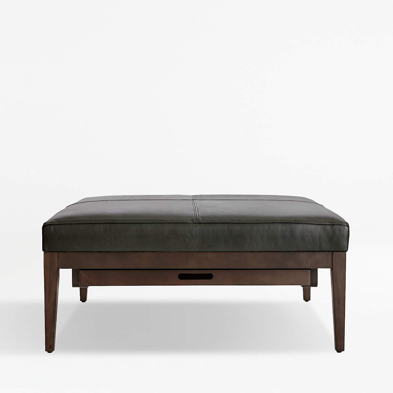 Nash Leather Square Ottoman with Tray + Reviews Crate & Barrel