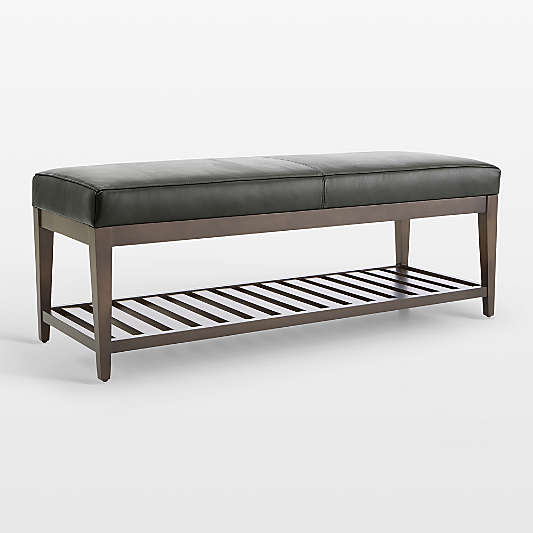 Nash Leather Small Bench with Slats