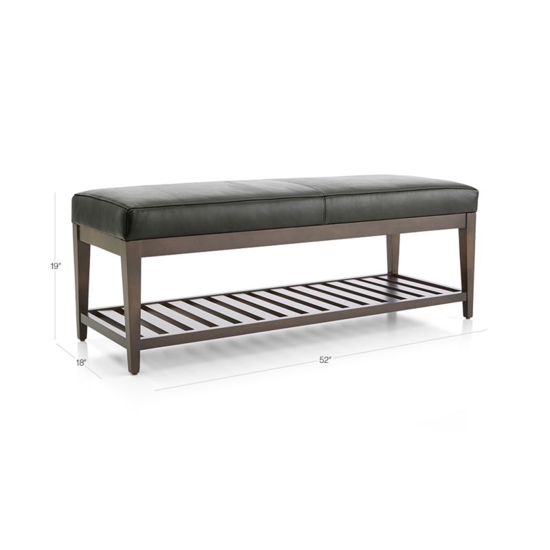 View Nash Leather Small Bench with Slats - image 3 of 7