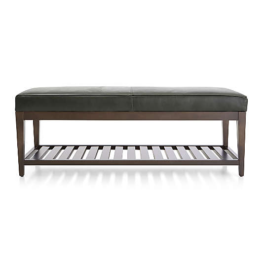 Nash Leather Small Bench with Slats