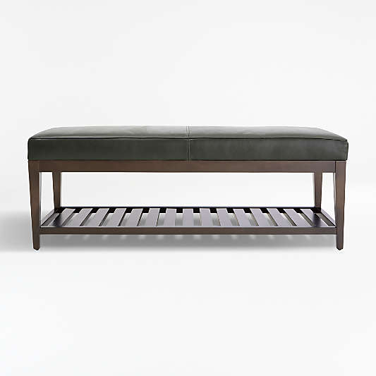 Nash Leather Small Bench with Slats