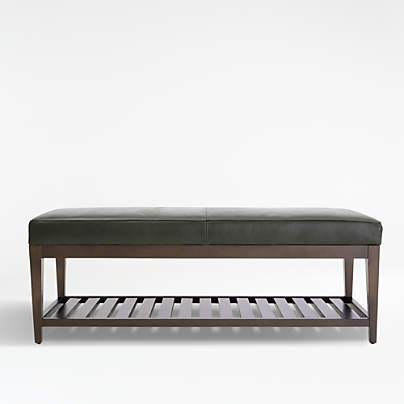 Nash Leather Small Bench with Slats