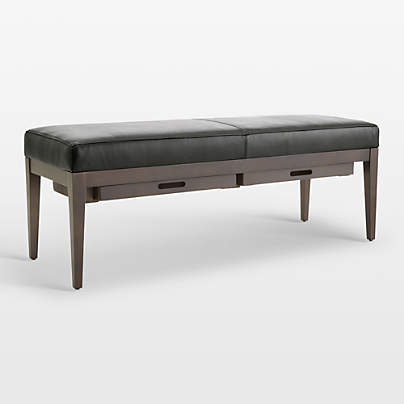 Nash Leather Small Bench with Tray