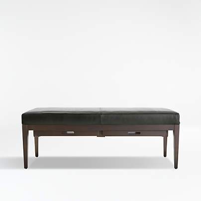 Nash Leather Small Bench with Tray