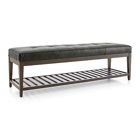 Nash Leather Large Tufted Bench with Slats