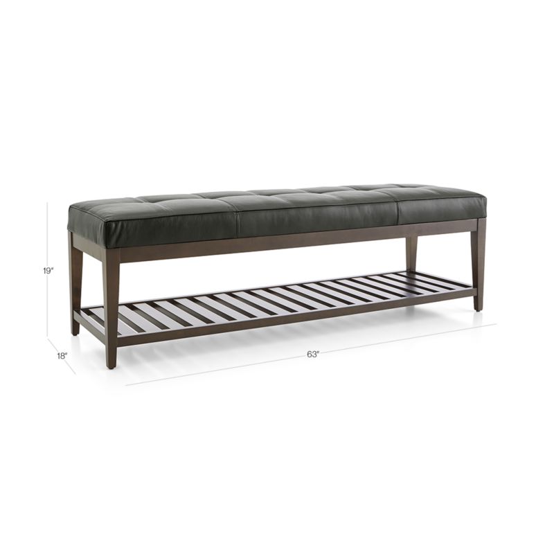 View Nash Leather Large Tufted Bench with Slats - image 2 of 6