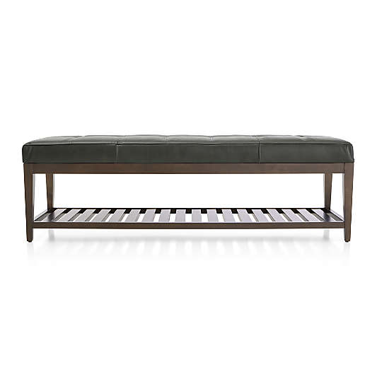 Nash Leather Large Tufted Bench with Slats