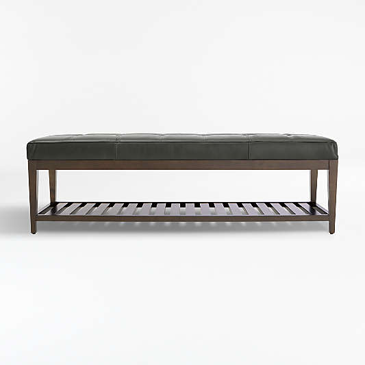 Nash Leather Large Tufted Bench with Slats