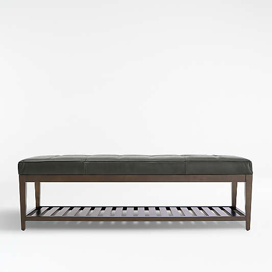 Nash Leather Large Tufted Bench with Slats