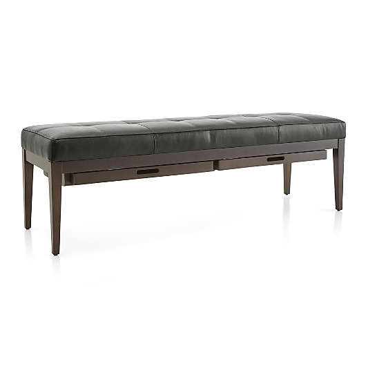 Nash Leather Large Tufted Bench with Tray