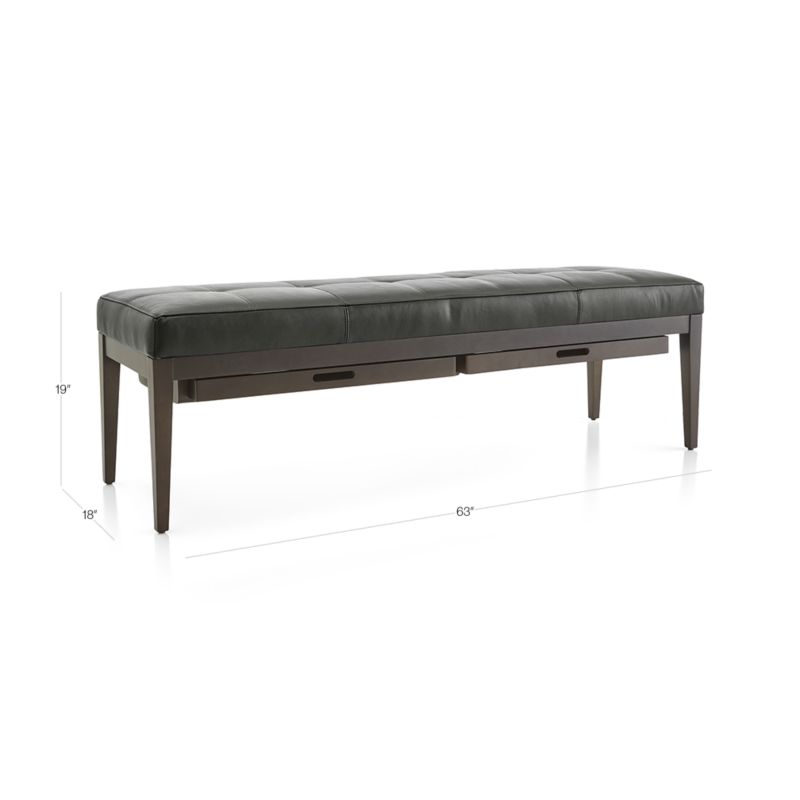 View Nash Leather Large Tufted Bench with Tray - image 3 of 10