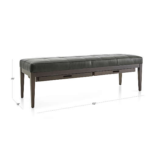 Nash Leather Large Tufted Bench with Tray