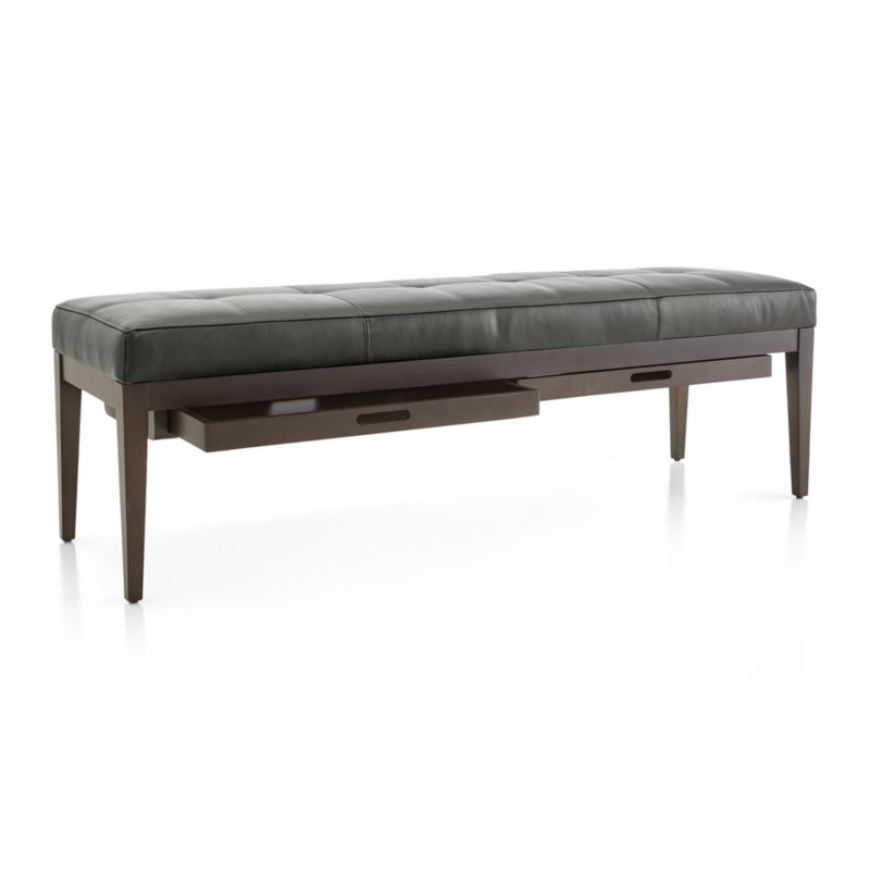 Nash Leather Large Tufted Bench with Tray + Reviews | Crate & Barrel