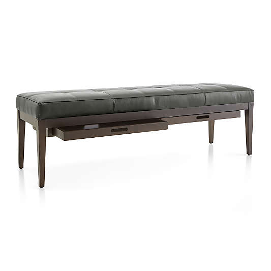 Nash Leather Large Tufted Bench with Tray