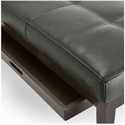 Nash Leather Large Tufted Bench with Tray