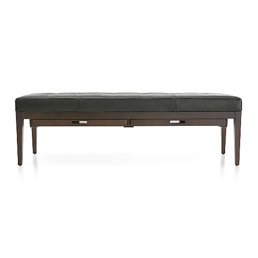 Nash Leather Large Tufted Bench with Tray