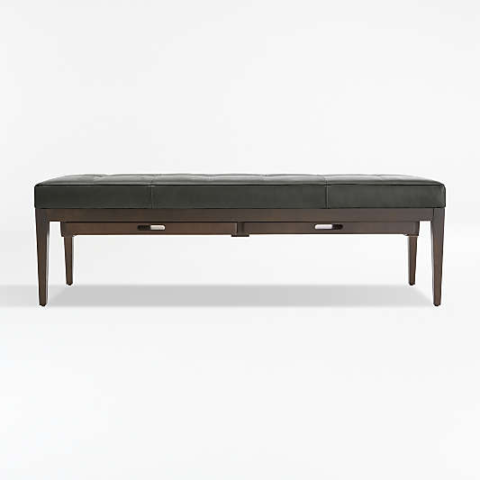 Nash Leather Large Tufted Bench with Tray