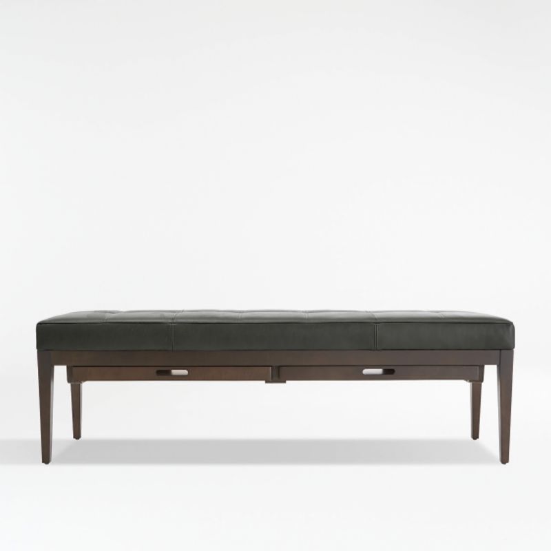 Nash Leather Large Tufted Bench with Tray - image 1 of 10