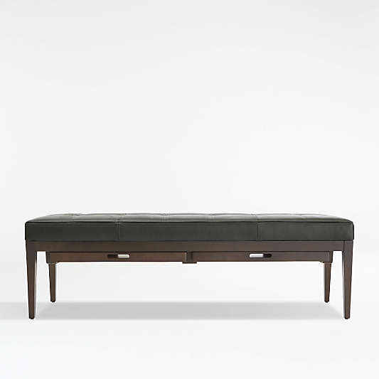 Nash Leather Large Tufted Bench with Tray