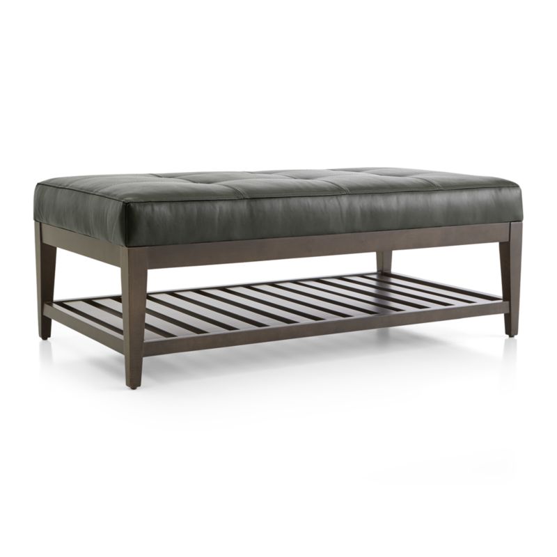 Nash Leather Tufted Rectangular Ottoman with Slats + Reviews | Crate ...