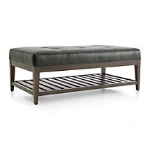 Nash Leather Tufted Rectangular Ottoman with Slats + Reviews | Crate ...