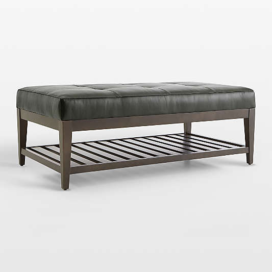 Nash Leather Tufted Rectangular Ottoman with Slats