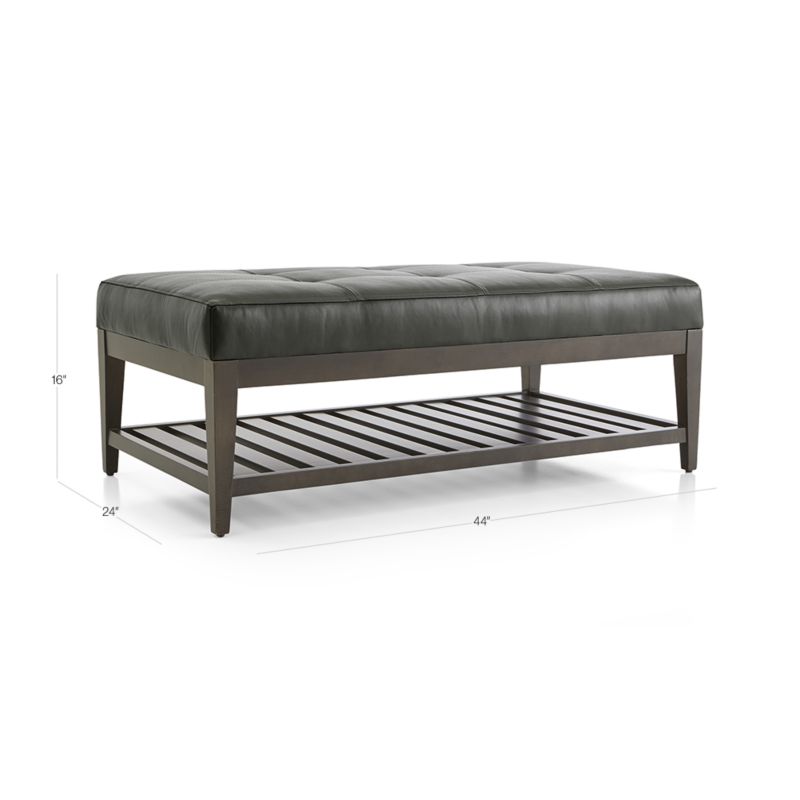 View Nash Leather Tufted Rectangular Ottoman with Slats - image 3 of 7