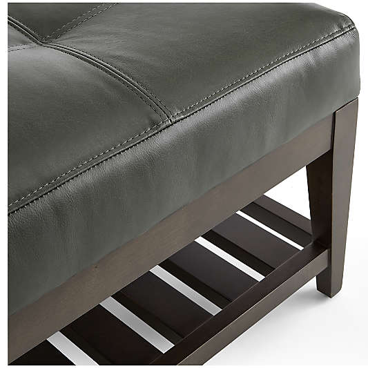 Nash Leather Tufted Rectangular Ottoman with Slats