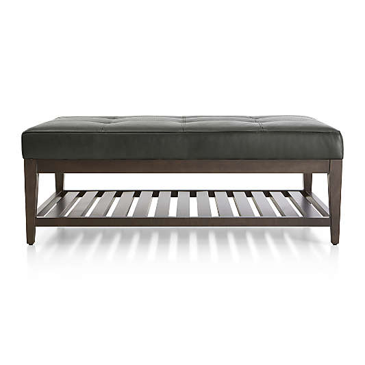 Nash Leather Tufted Rectangular Ottoman with Slats