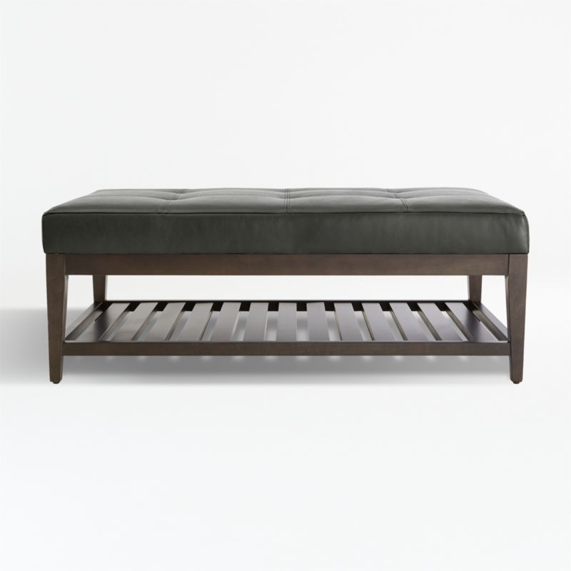 Nash Leather Tufted Rectangular Ottoman with Slats - image 3 of 7