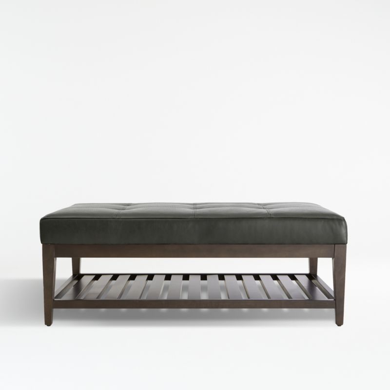 Nash Leather Tufted Rectangular Ottoman with Slats - image 1 of 7