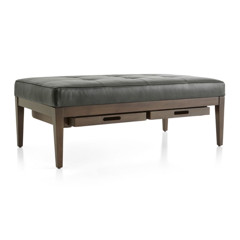 Nash Leather Tufted Rectangular Ottoman with Tray - image 5 of 11