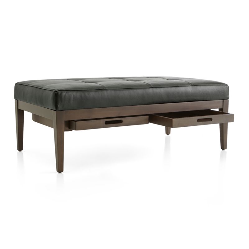 Nash Leather Tufted Rectangular Ottoman with Tray - image 6 of 11