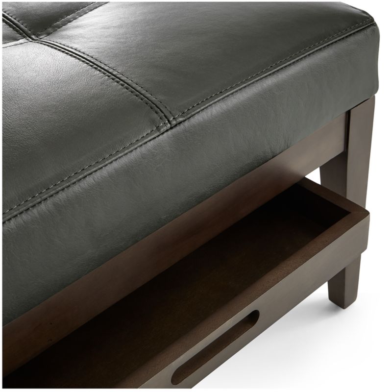 Nash Leather Tufted Rectangular Ottoman with Tray - image 8 of 11