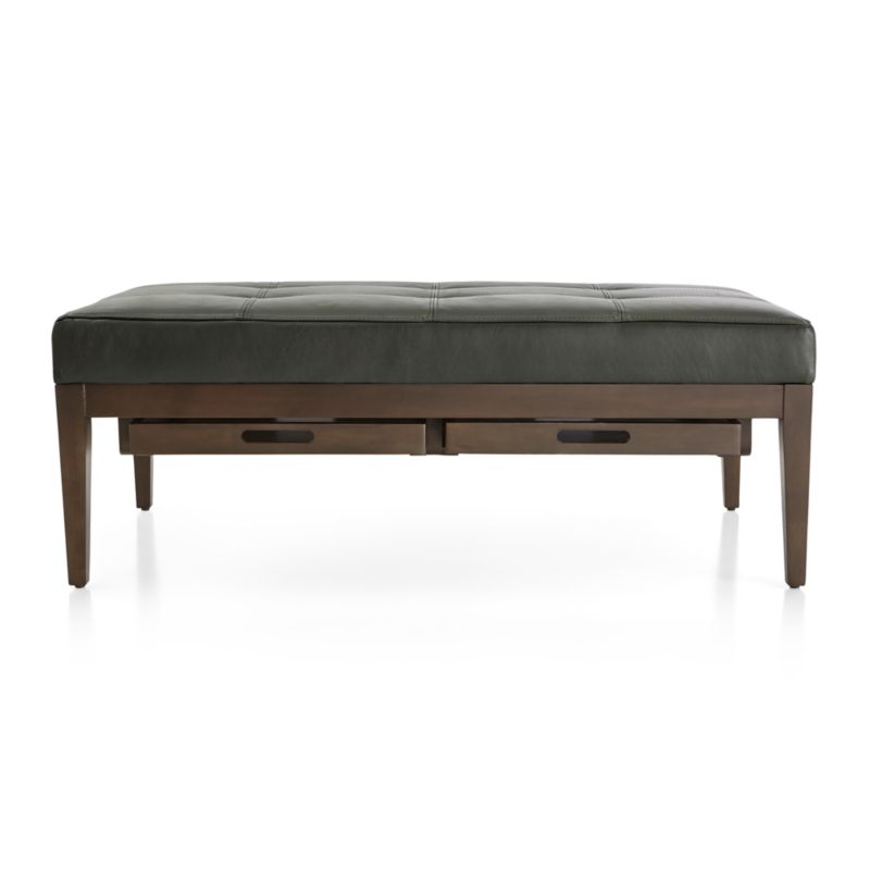 Nash Leather Tufted Rectangular Ottoman with Tray - image 4 of 11