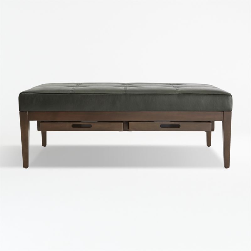 Nash Leather Tufted Rectangular Ottoman with Tray - image 3 of 11