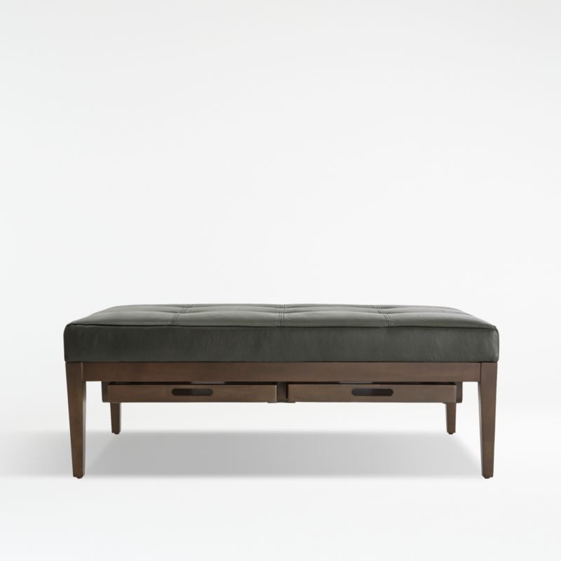 Nash Leather Tufted Rectangular Ottoman with Tray - image 1 of 11