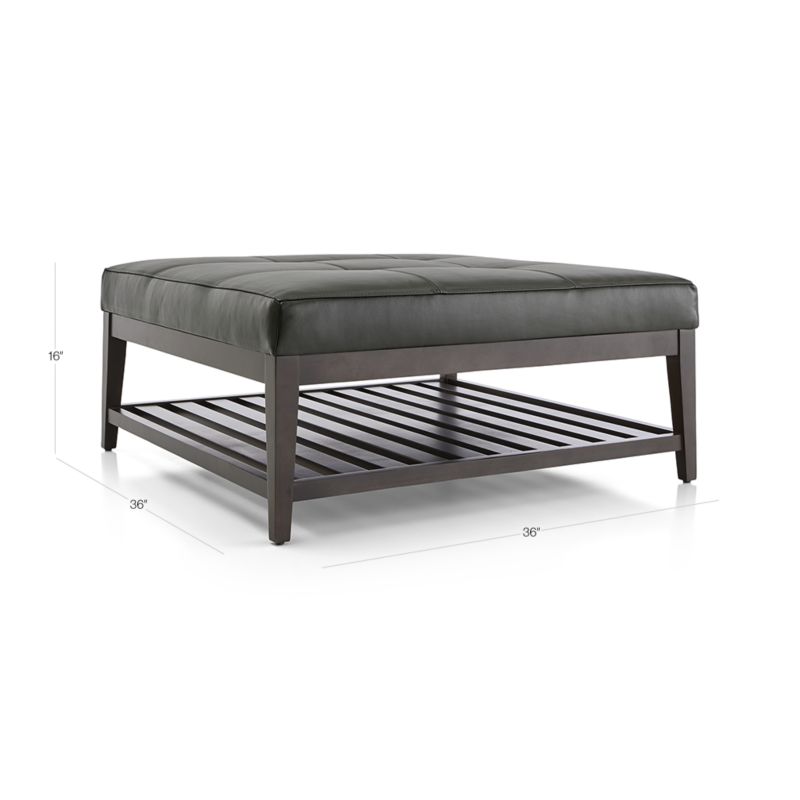 View Nash Leather Tufted Square Ottoman with Slats - image 3 of 7