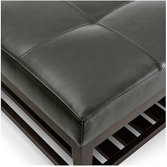 Nash Leather Tufted Square Ottoman with Slats