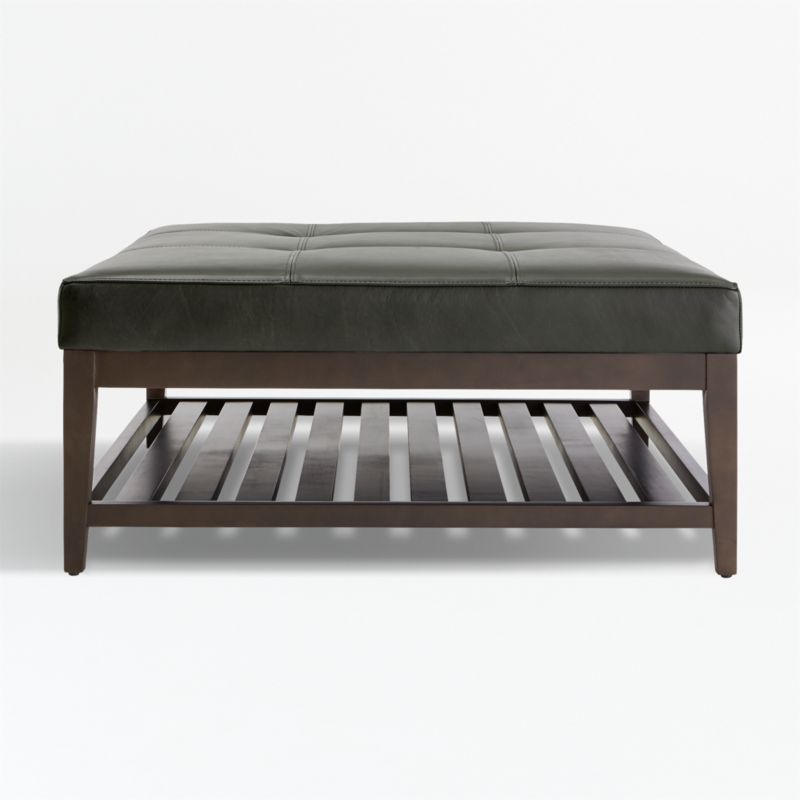 Nash Leather Tufted Square Ottoman with Slats - image 3 of 7