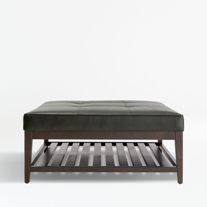 Nash Leather Tufted Square Ottoman with Slats - image 1 of 7