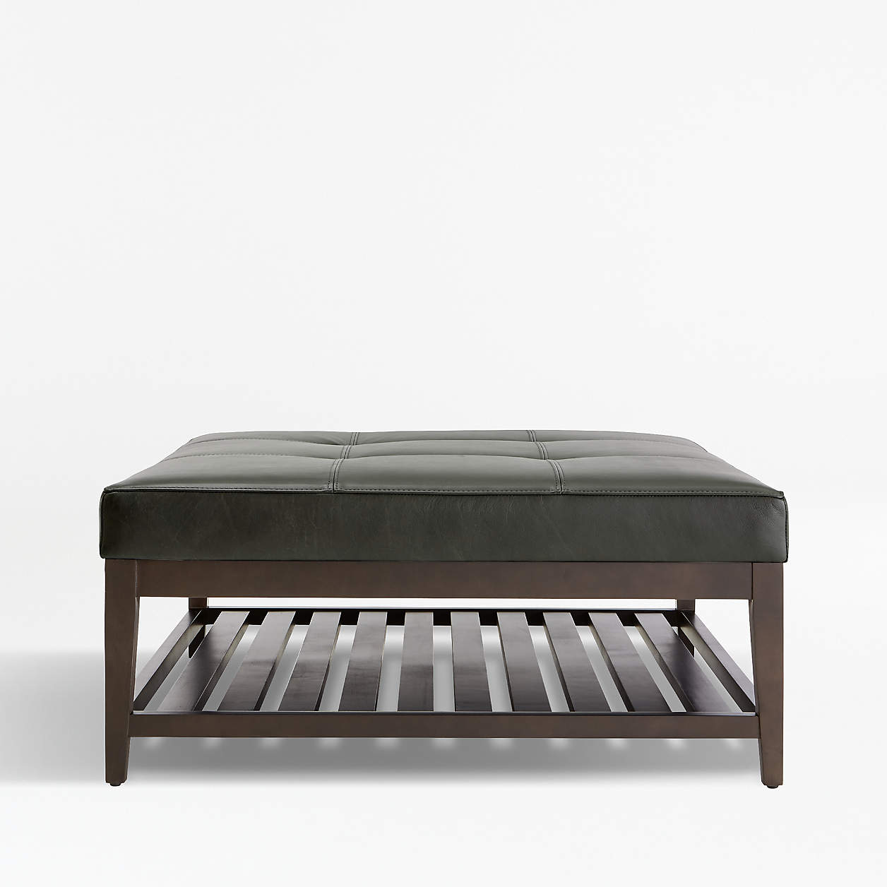 Nash Leather Tufted Square Ottoman with Slats + Reviews Crate